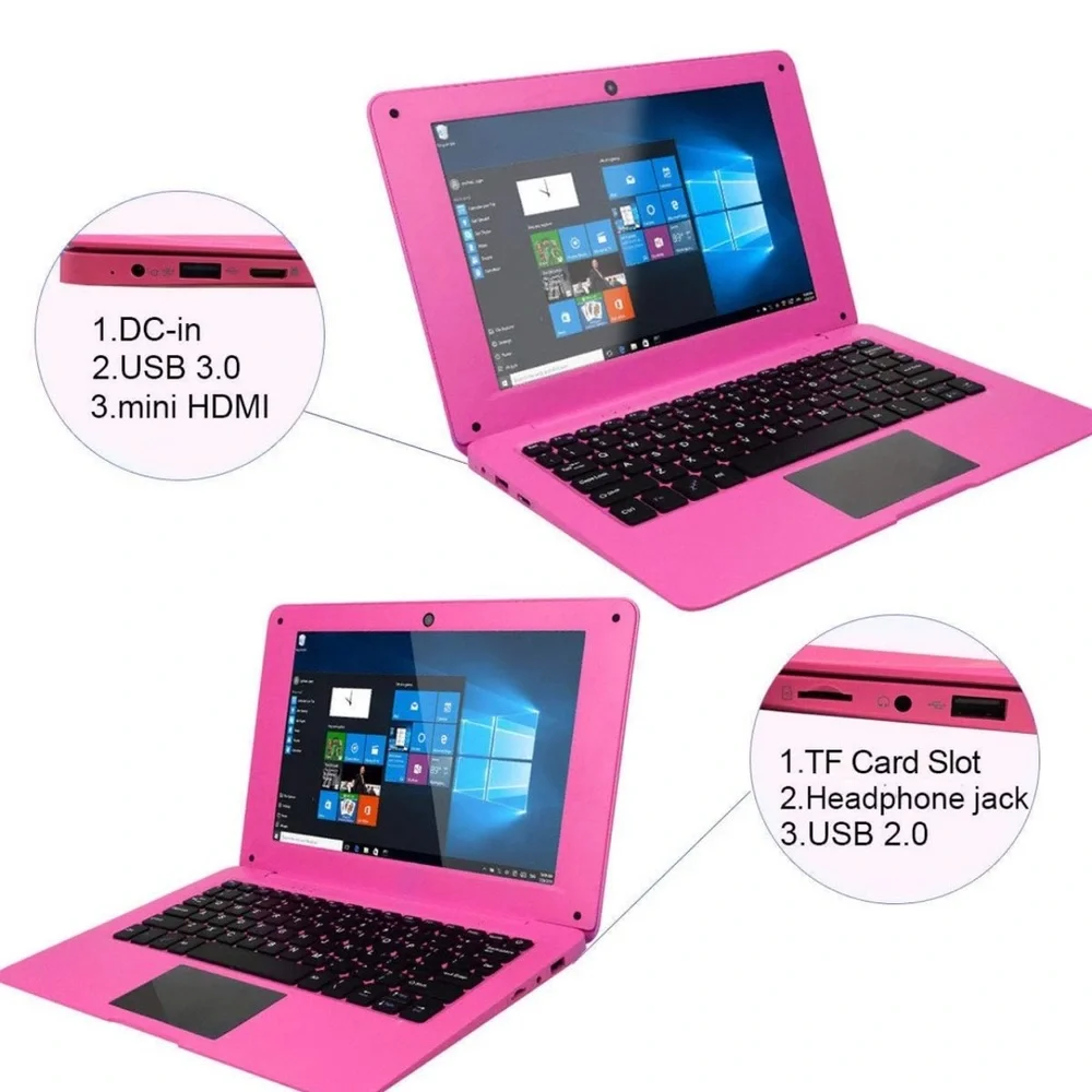 Tocosy Laptop 10.1Inch Quad Core Windows 10 HD Graphics Ultra Thin Computer PC